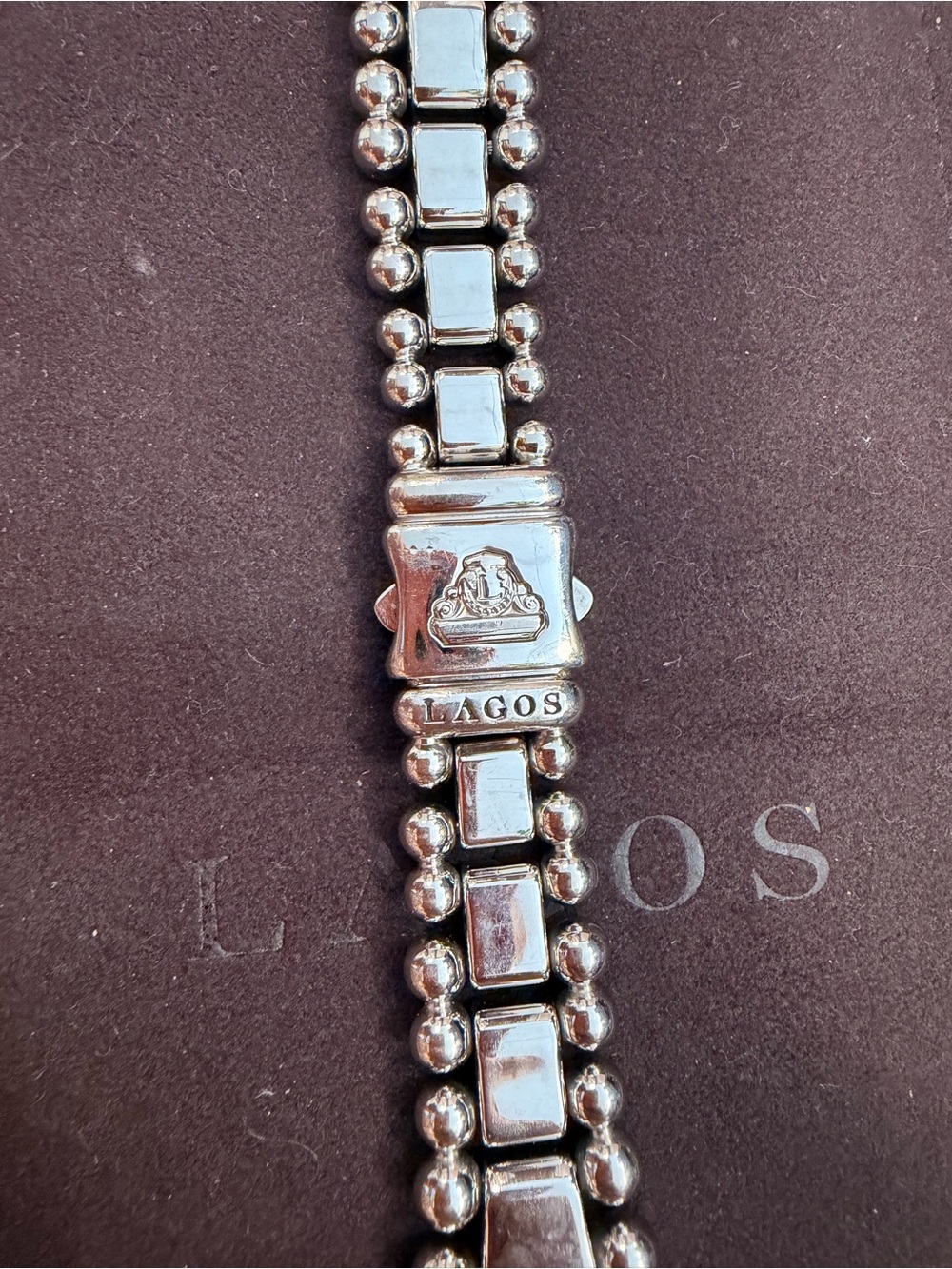 LAGOS Silver-Tone Tile and Bead Apple Watch Band - Picture 3 of 3